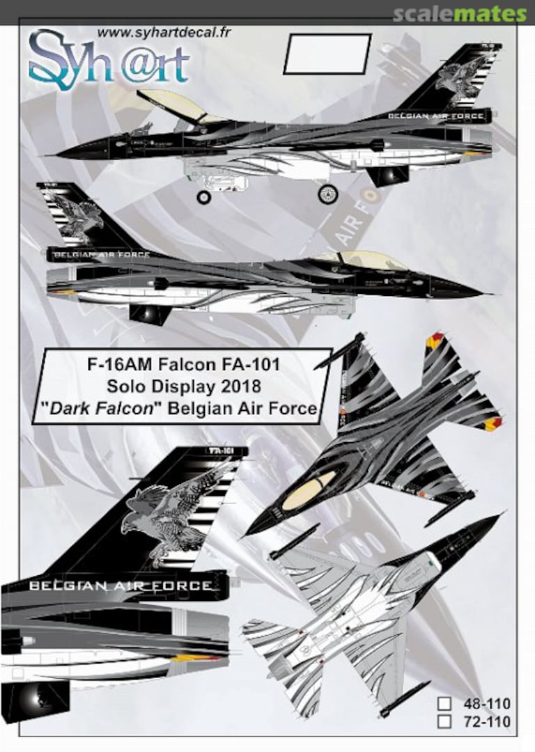 Boxart F-16AM Falcon - FA-101 Solo Display 2018 "Dark Falcon" 72-110 Syhart