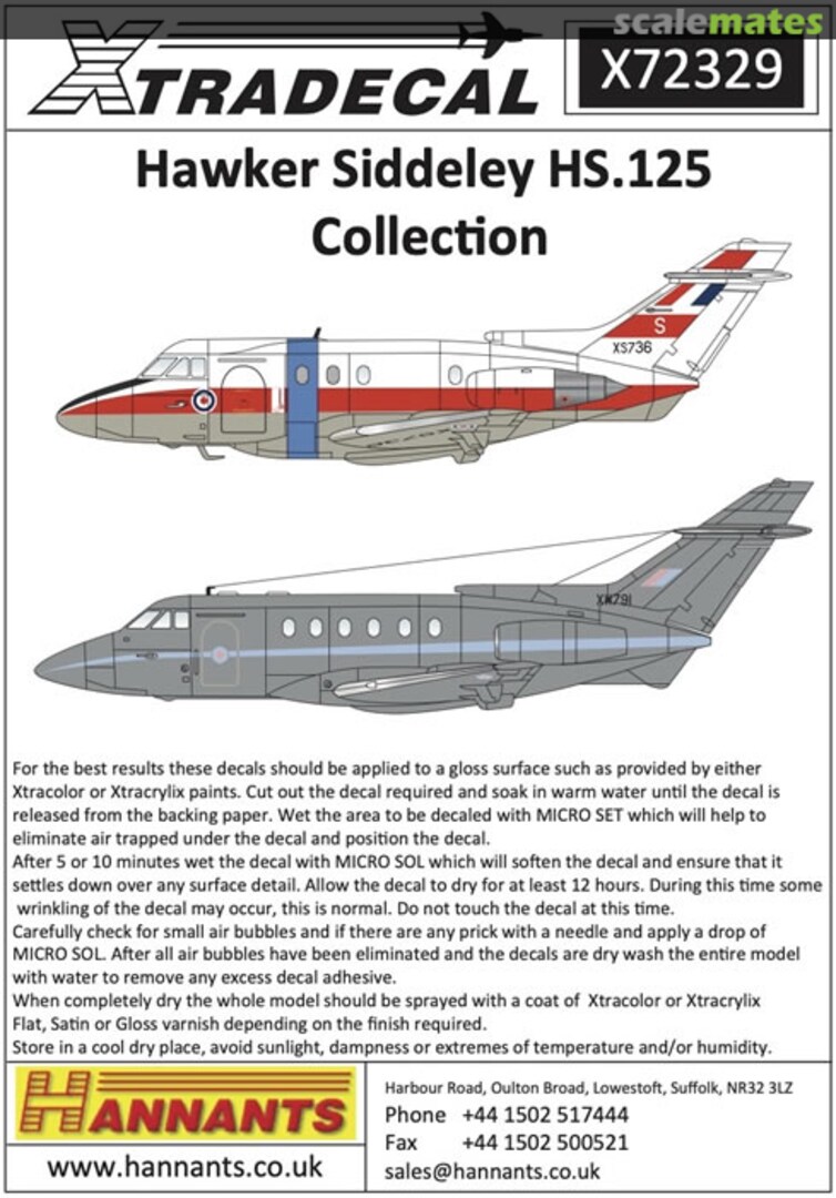 Boxart Hawker Siddeley HS.125 Collection X72329 Xtradecal