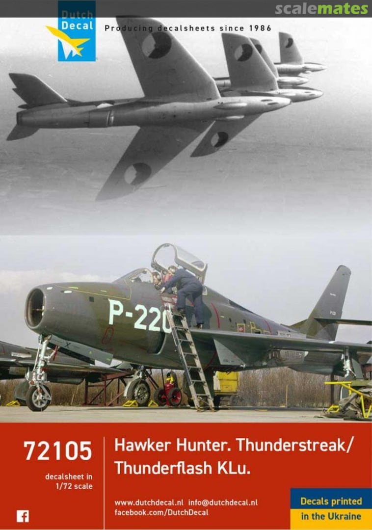 Boxart Hawker Hunter, Thunderstreak/Thunderflash KLu. 72105 Dutch Decal