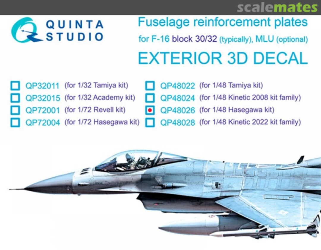 Boxart F-16 block 30/32 reinforcement plates QP48026 Quinta Studio