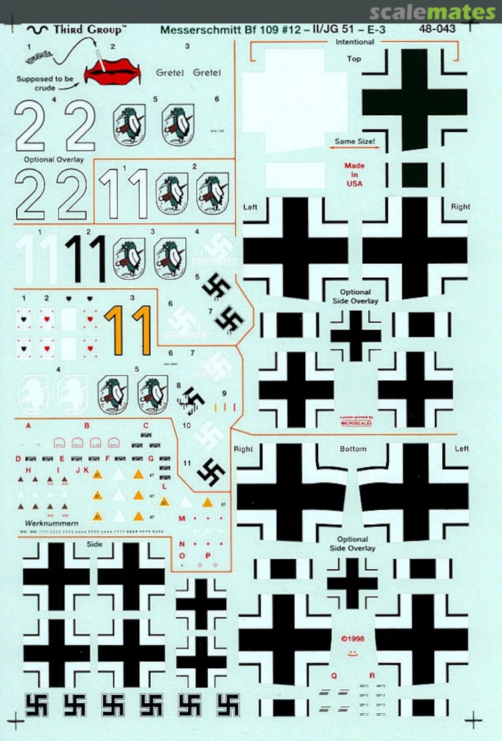 Boxart Messerschmitt Bf 109E-3 48-043 Third Group Decals