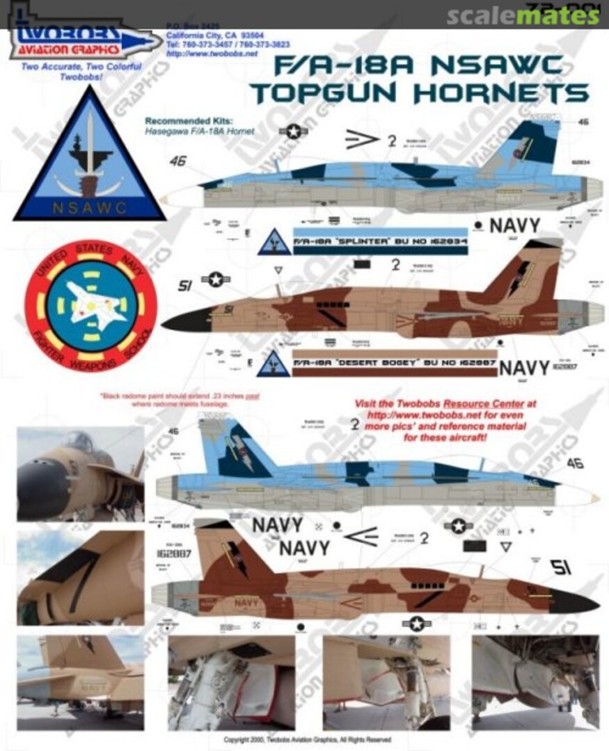 Boxart F/A-18A NSAWC Topgun Hornets 72-001 TwoBobs Aviation Graphics