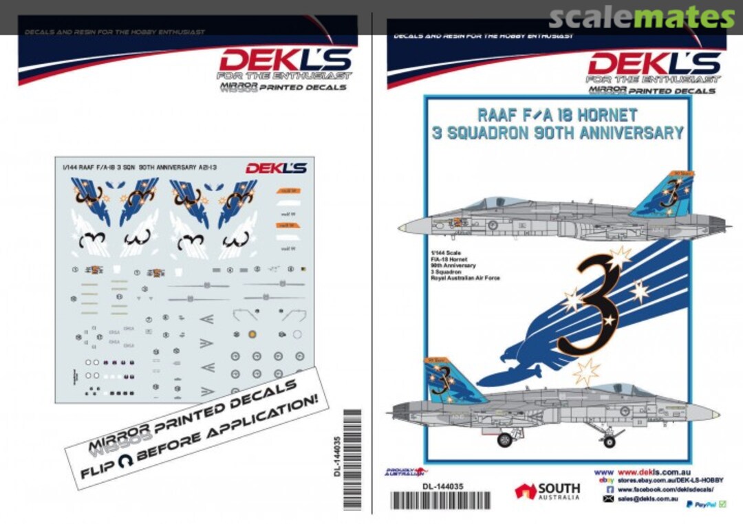 Boxart RAAF F/A-18 Hornet - 3 Sqn "90th Anniversary" DL144035 DEKL's