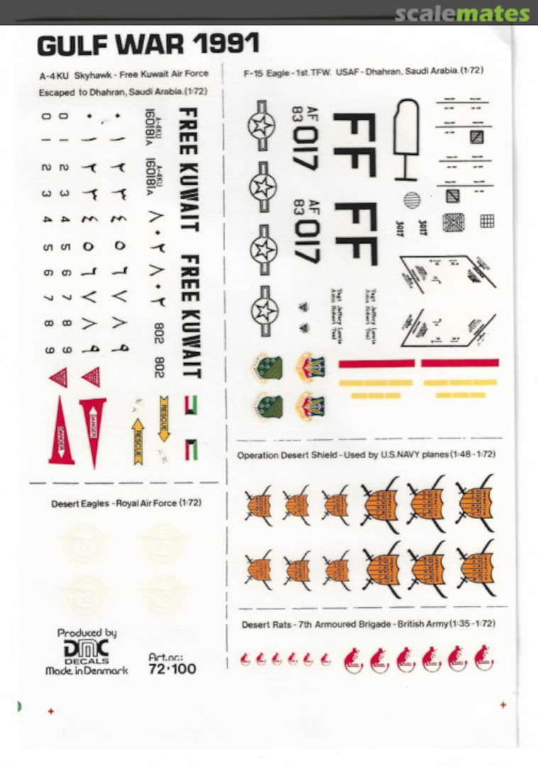 Boxart Gulf War 1991 - F-15C and A-4KU 72·100 DMC Decals