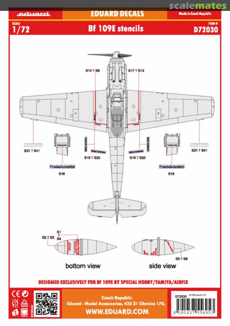 Boxart Bf 109E Stencils D72030 Eduard