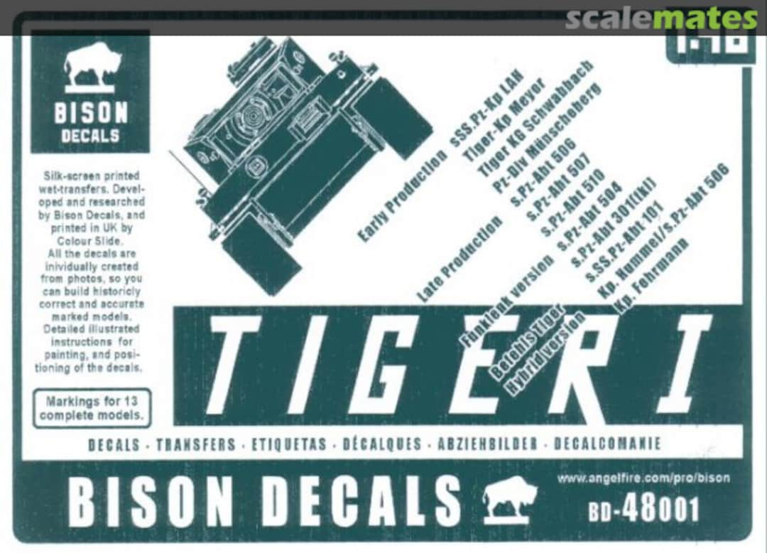 Boxart Tiger I 48001 Bison Decals