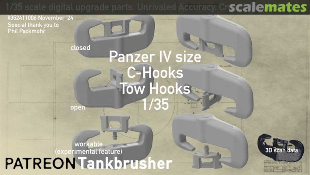 Boxart C-Hooks / Tow Hooks for Panzer III / IV 352411006 Tankbrusher Scale Modeling