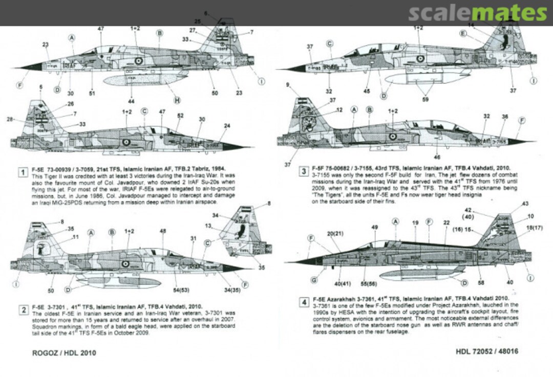 Contents F-5E/F Tiger II / Azarakhsh 48-016 Hi-Decal Line