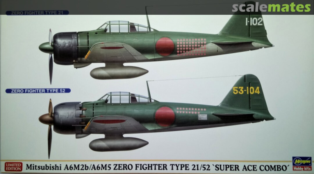 Boxart Mitsubishi A6M2b/A6M5 Zero Fighter Type 21/52 'Super Ace Combo' 02009 Hasegawa