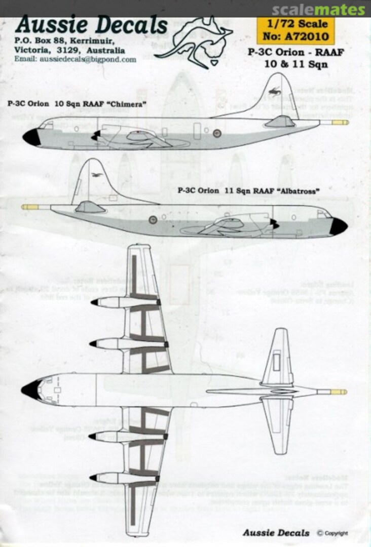 Boxart P-3C Orion - RAAF 10 & 11 Sqn A72010 Aussie Decals