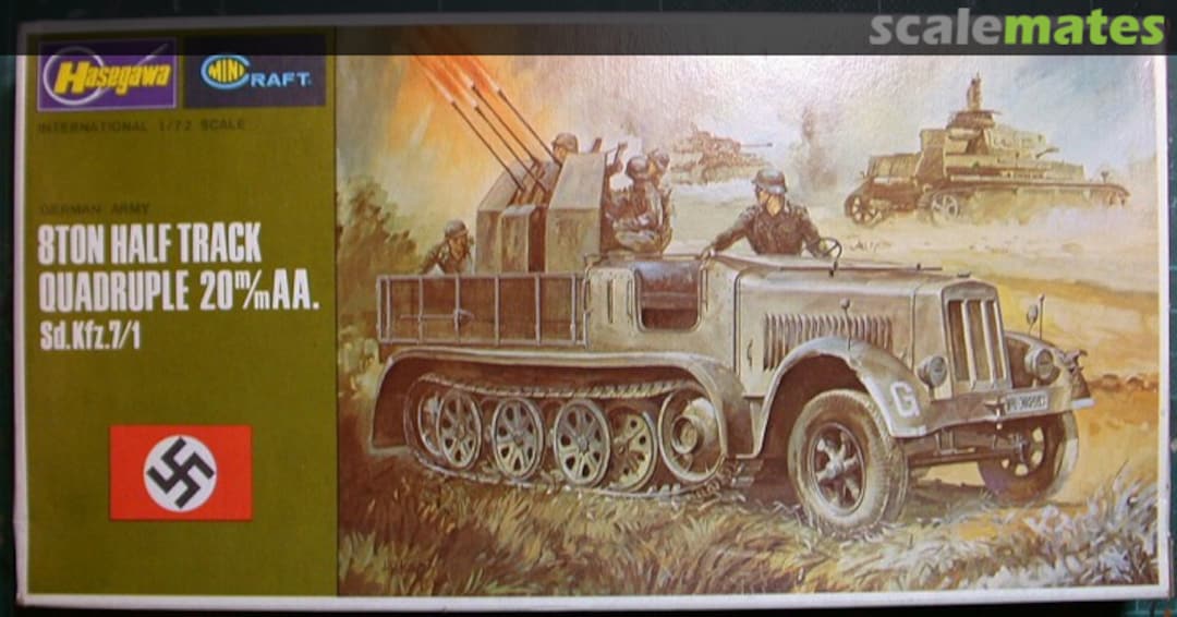 Boxart Sd.Kfz.7/1 8ton Half Track Quadruple 20mm AA. 714 Minicraft Hasegawa