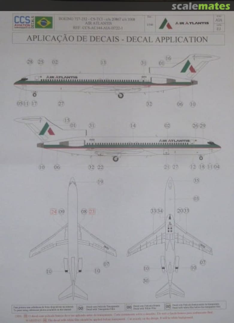 Boxart BOEING 727-200 - AIR ATLANTIS CS-TCI CCS-AC-144-AIA-B722 CCS Aviation Decals