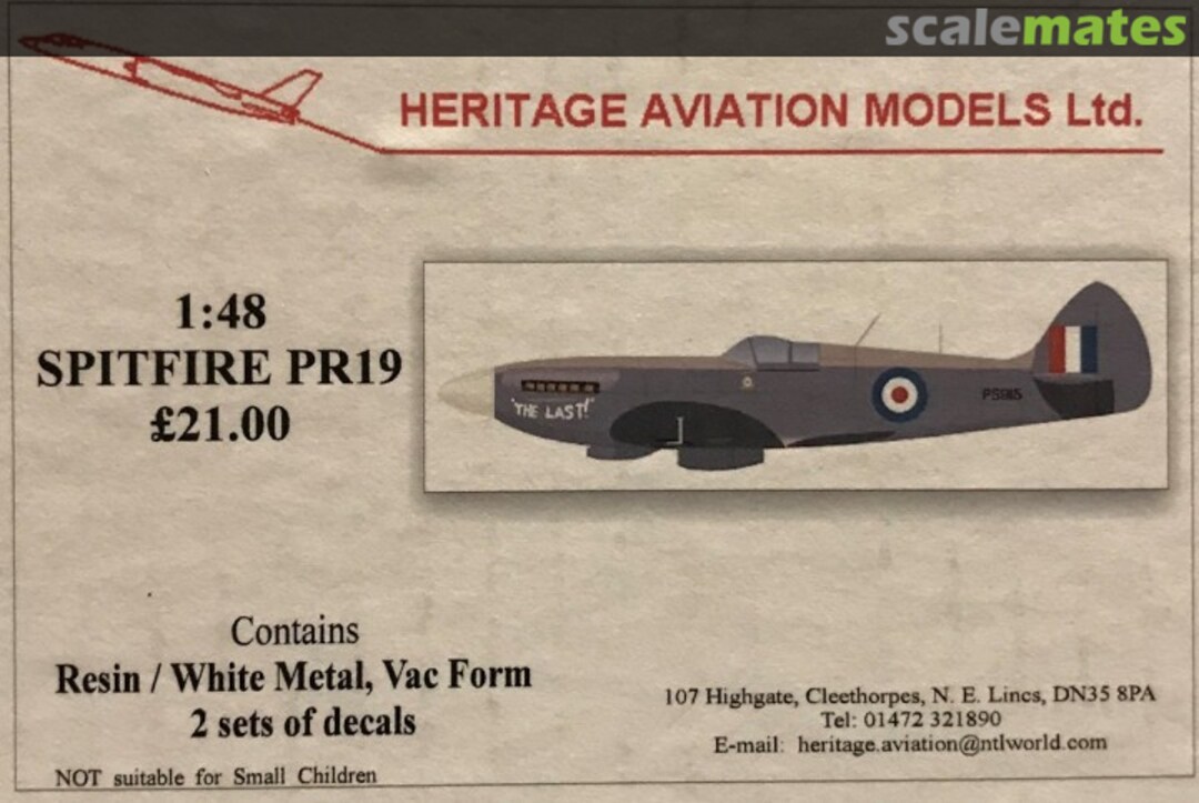 Boxart Spitfire PR19 480009 Heritage Aviation Models