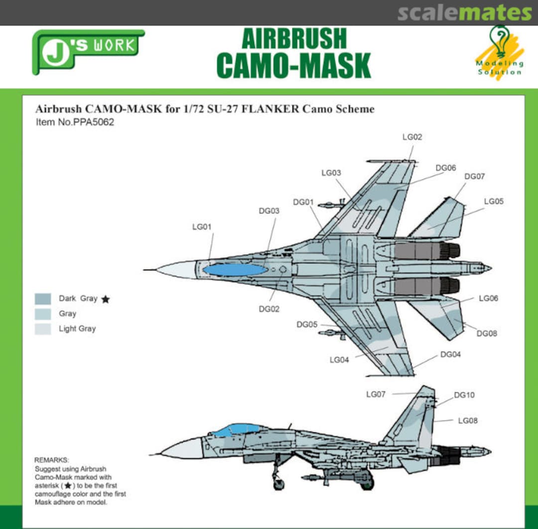 Boxart Airbrush CAMO-MASK for Su-27 Flanker PPA5062 J's Work