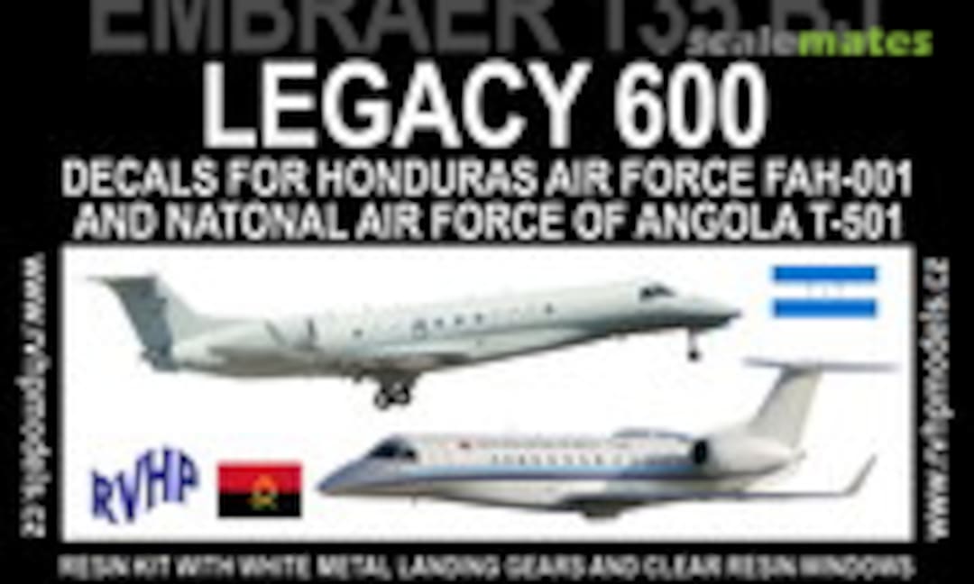 1:72 Embraer 135BJ Legacy 600 (Decals for Honduras Air Force FAH-001 and National Air Force of Angola T-501) (RVHP 72069)