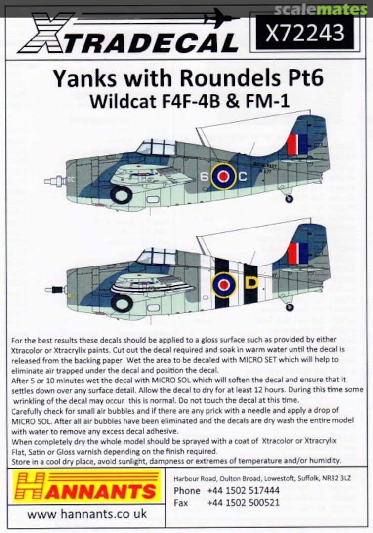 Boxart Wildcat F4F-4B & FM-1 X72243 Xtradecal