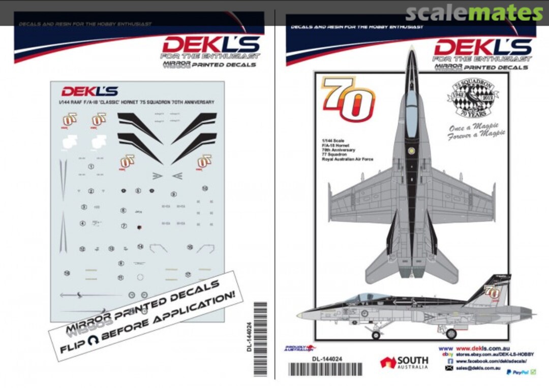 Boxart RAAF F/A-18 Hornet - 75 Sqn "70th Anniversary" DL144024 DEKL's