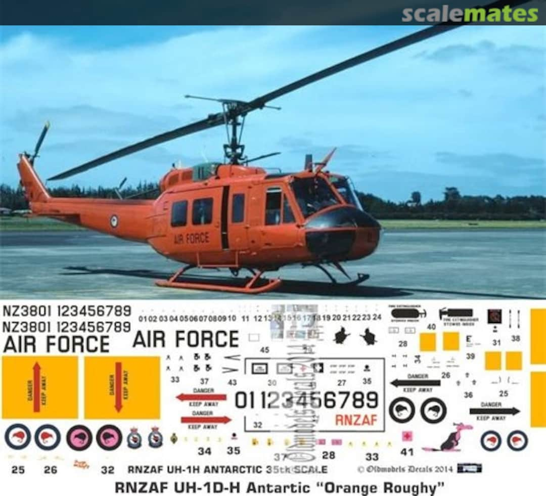 Boxart RNZAF UH-1D/H Antarctic scheme "Orange Roughy" OMD0348 Oldmodels Decals