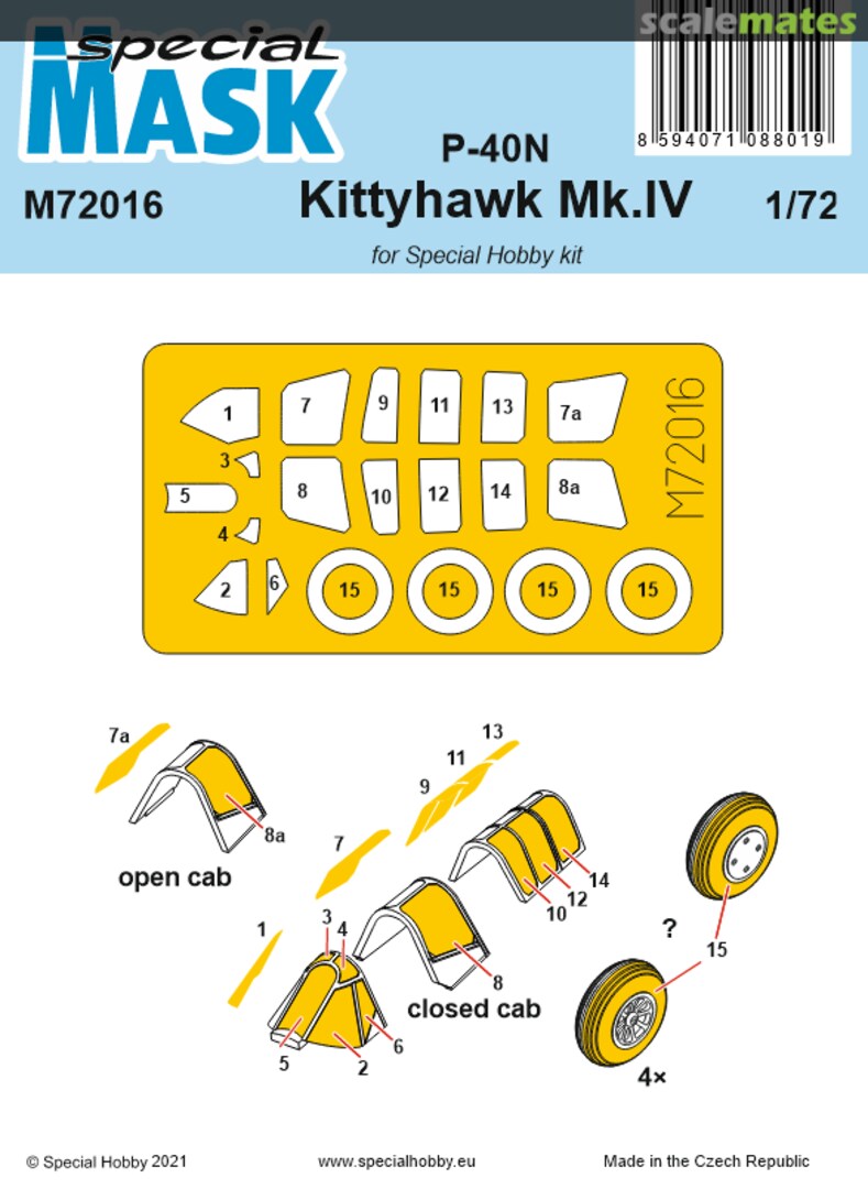 Boxart P-40N/Kittyhawk Mk.IV Mask M72016 Special Mask