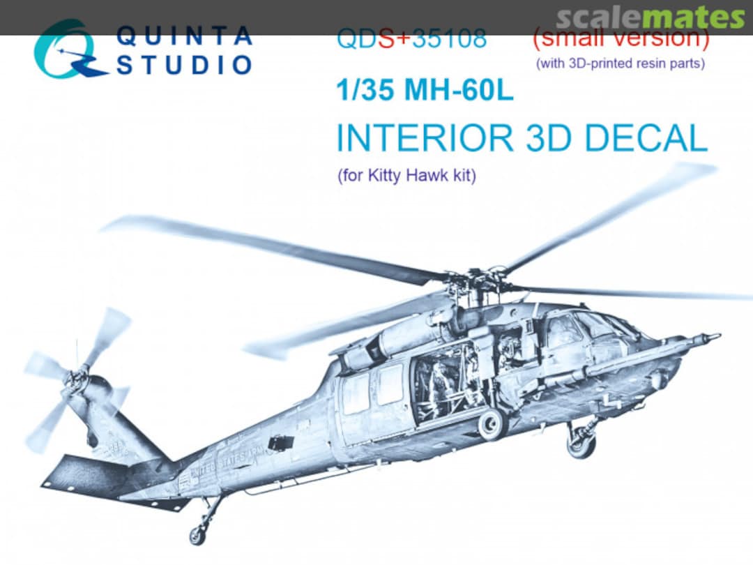 Boxart MH-60L interior 3D decals with 3D-printed resin parts (small version) QDS+35108 Quinta Studio