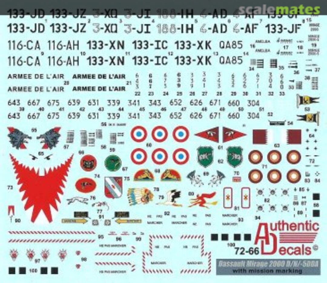 Boxart Mirage 2000/D/N/- 5DDA 72-66 Authentic Decals