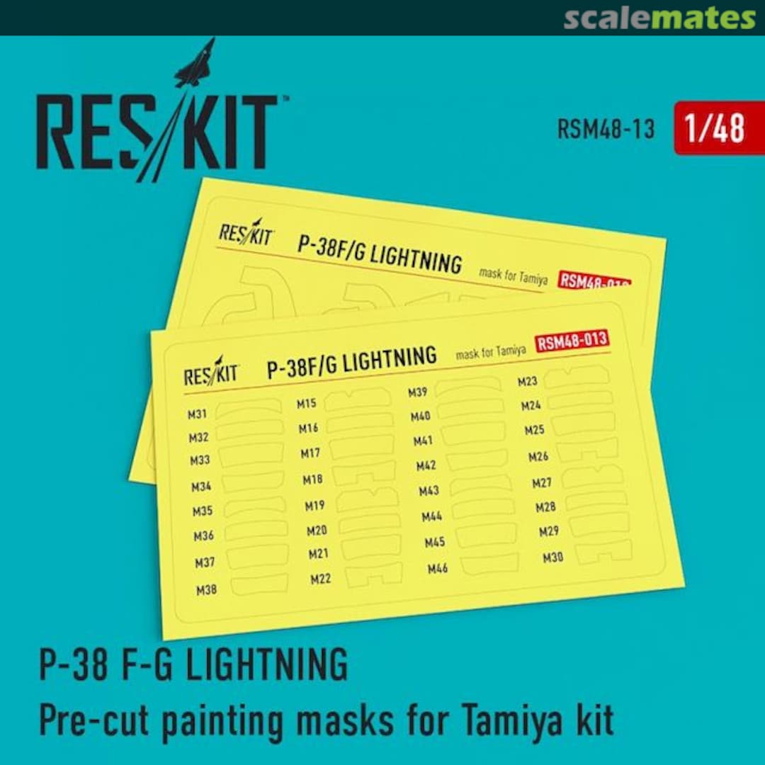 Boxart P-38F/G Lightning - pre-cut painting masks RSM48-0013 ResKit