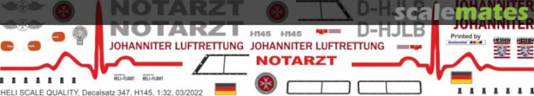 Boxart H145 / EC 145T2 - Johanniter - D-HJLB Decal 347 Heli Scale Quality