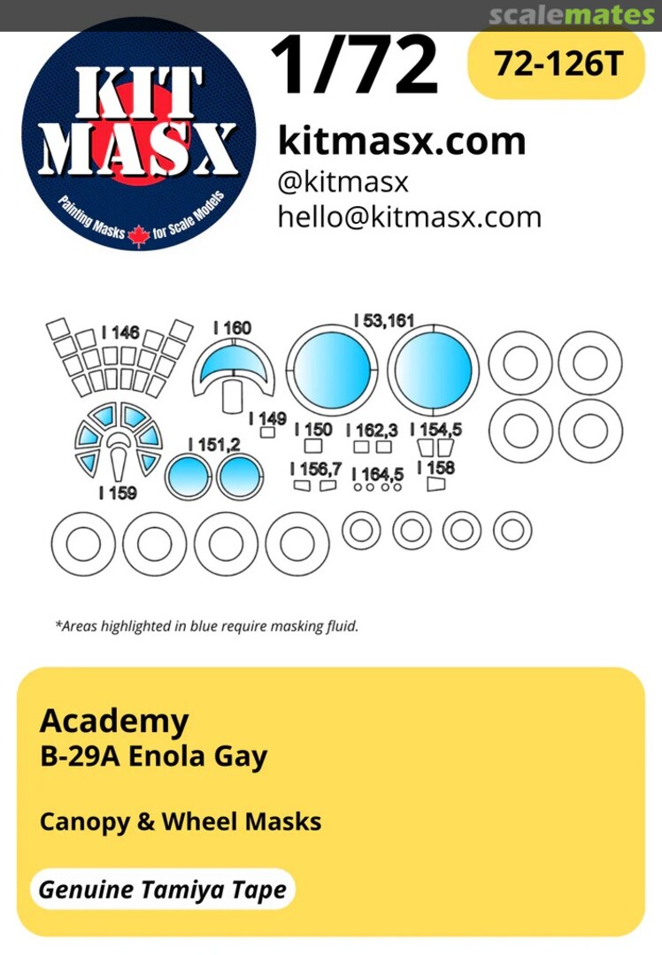 Boxart Boeing B-29A, B-50D, KB-29P, P2B-1S, RB-50G, Tupolev Tu-4, or Washington B.1 72-126T Kit Masx