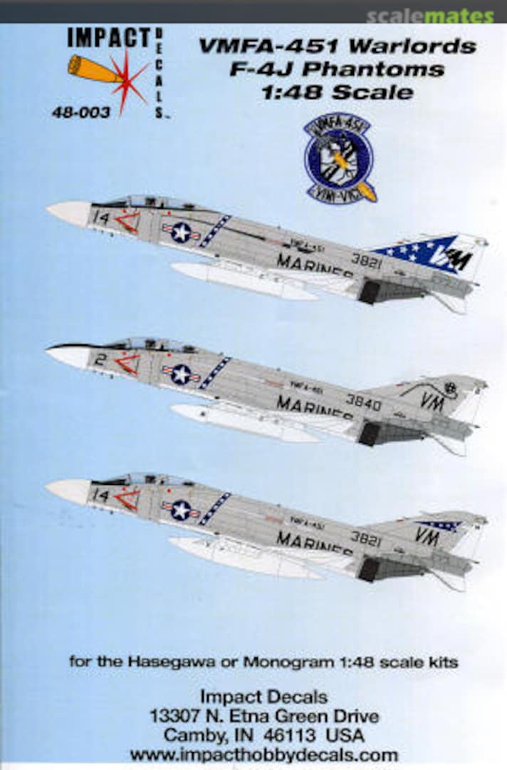 Boxart VMFA-451 Warlords: F-4J Phantoms 48-003 Impact Decals