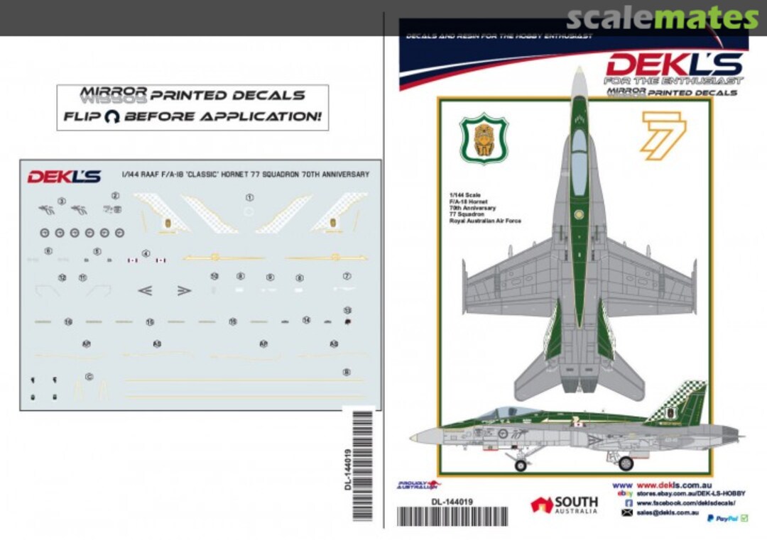 Boxart RAAF F/A-18 Hornet - 77 Sqn "70th Anniversary" DL144019 DEKL's