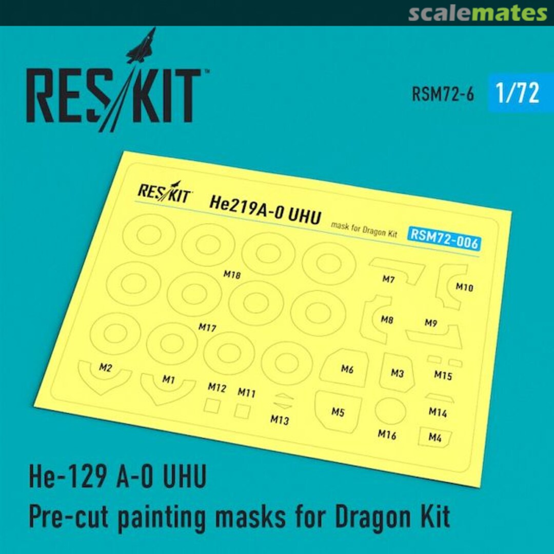 Boxart He 219A-0 Uhu - pre-cut painting masks RSM72-0006 ResKit