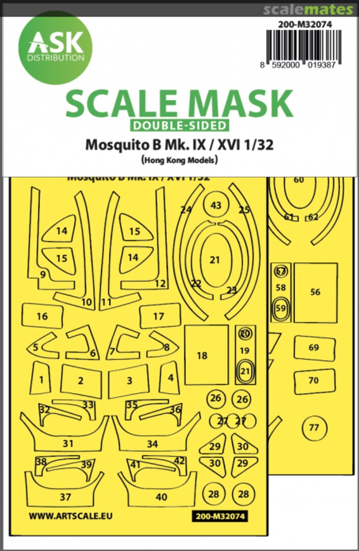 Boxart Mosquito B Mk.IX/XVI mask (HK Model) 200-M32074 ASK