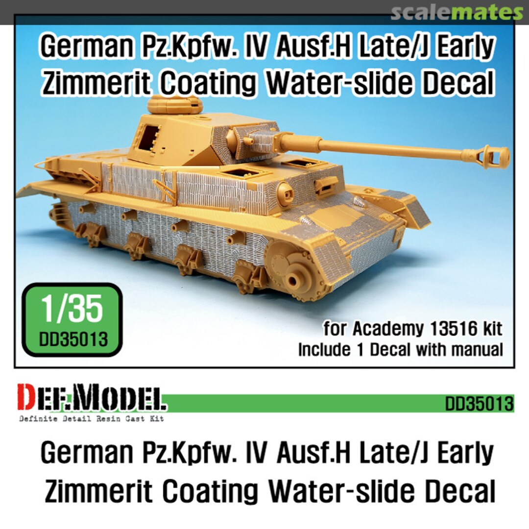 Boxart Pz.IV Ausf.H late/ J early Zimmerit Decal set DD35013 Def.Model