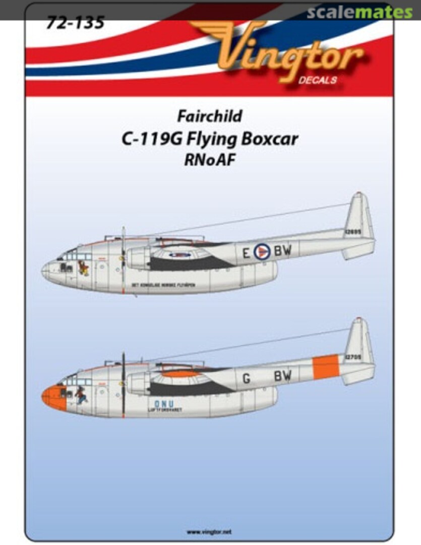 Boxart Republic C-119G Flying Boxcar 72-135 Vingtor Decals