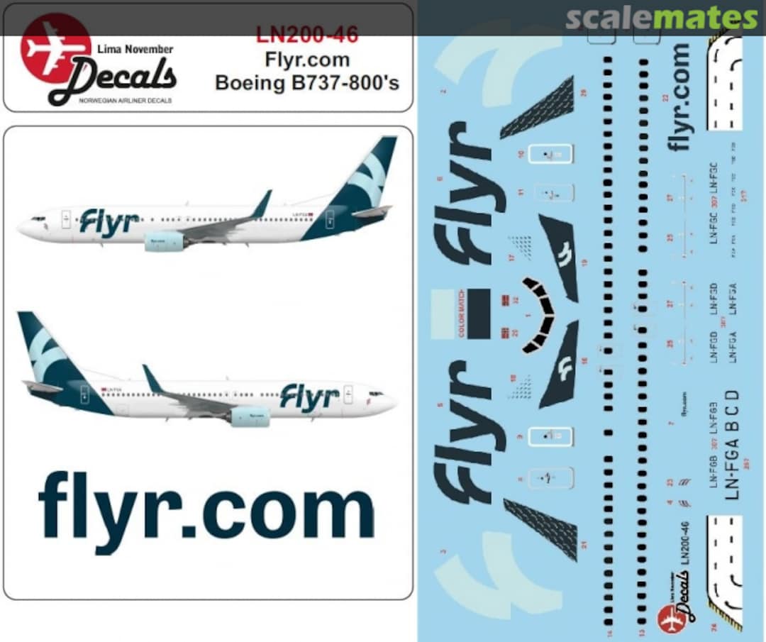 Boxart Flyr Boeing 737-800 LN200-46 Lima November Decals