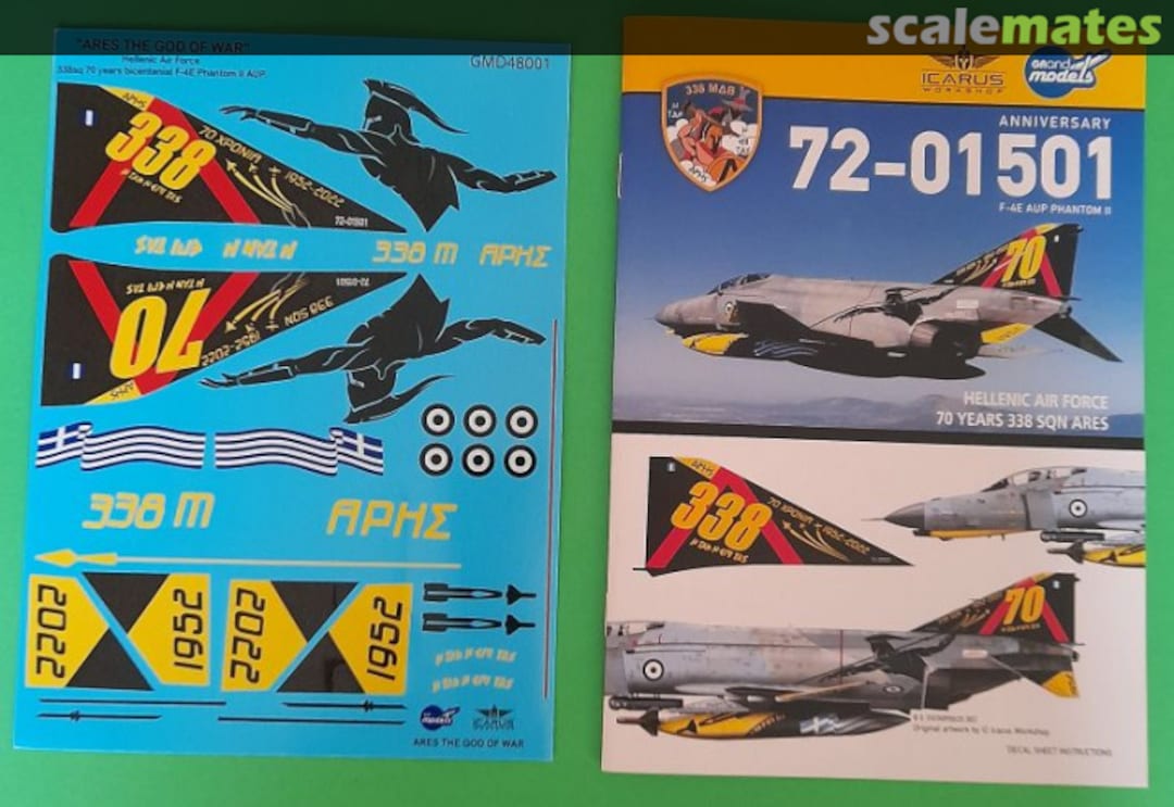 Contents F-4E AUP 72-01501 "ARES The God Of War" Decals GMD48001 Grand Models