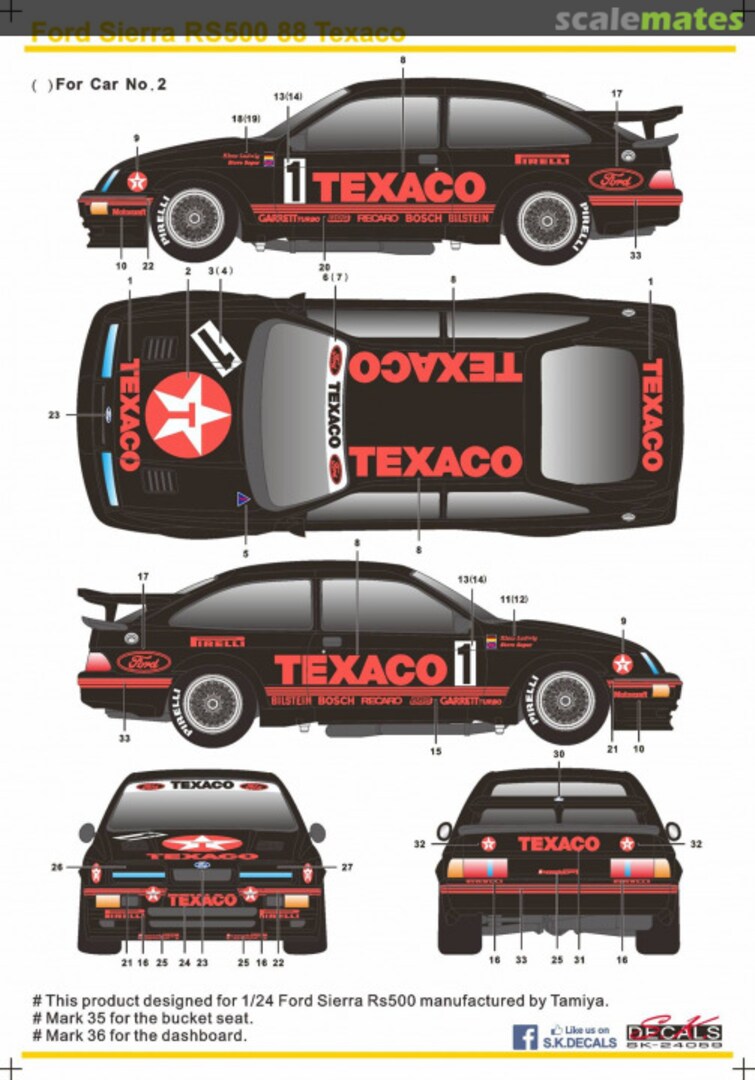 Boxart Ford Sierra RS500 88 Texaco SK-24059 SK Decals