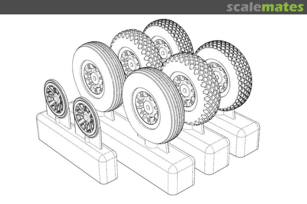 Boxart P-47N Wheels (3 type of pattern) BRL72214 Brengun