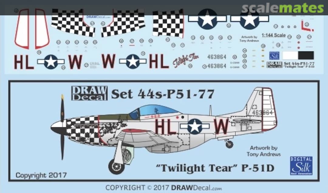 Boxart “Twilight Tear” P-51D 44-P51-77 Draw Decal