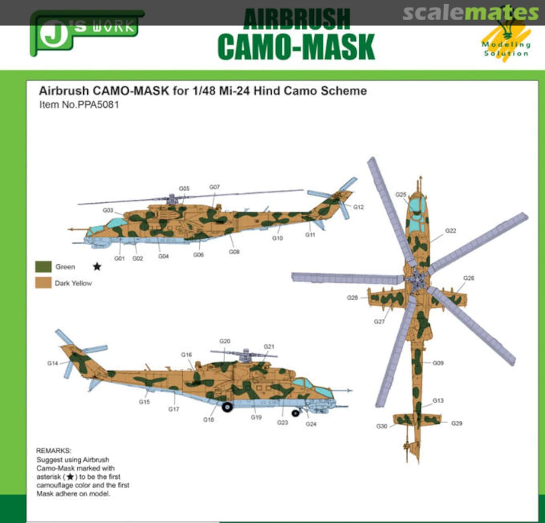 Boxart CAMO-MASK 1/48 Mi-24 Hind Camo Scheme PPA5081 J's Work