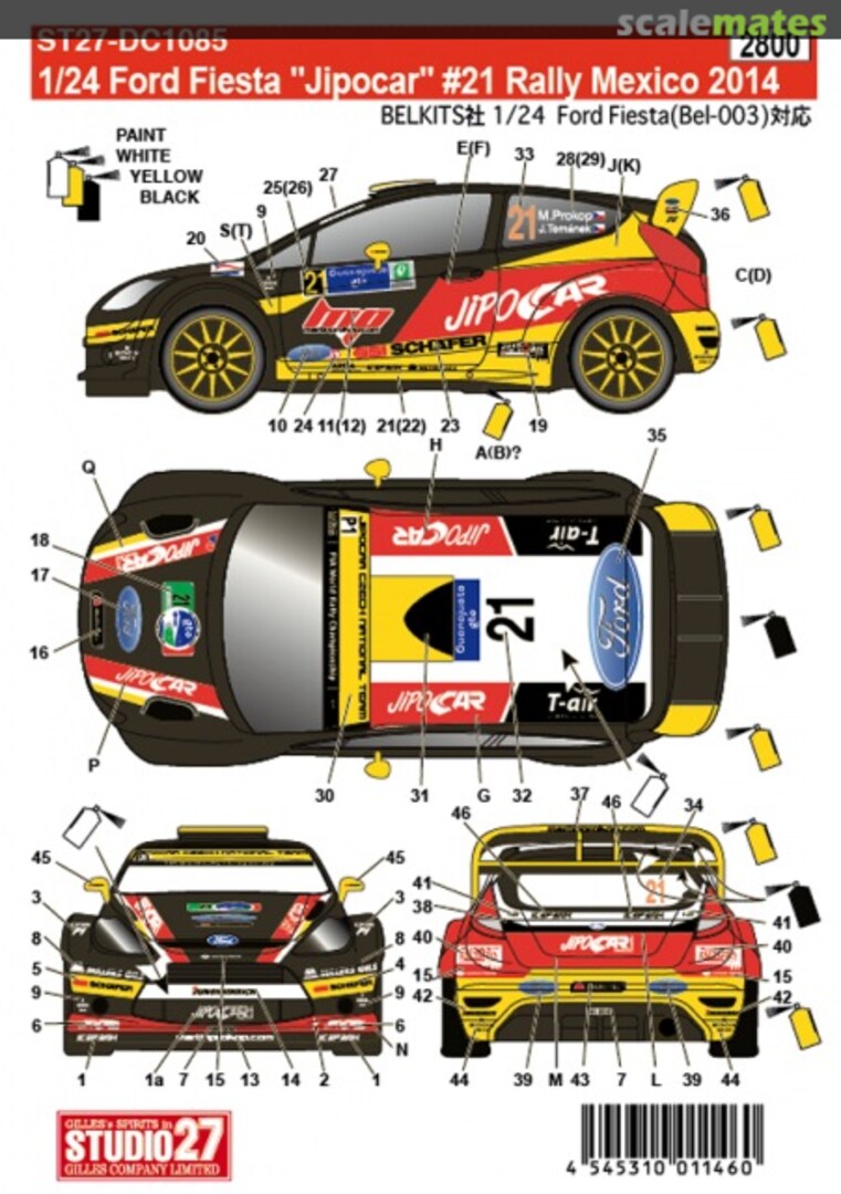 Boxart Ford Fiesta Jipocar #21 Rally Mexico 2014 ST27-DC1085 Studio27