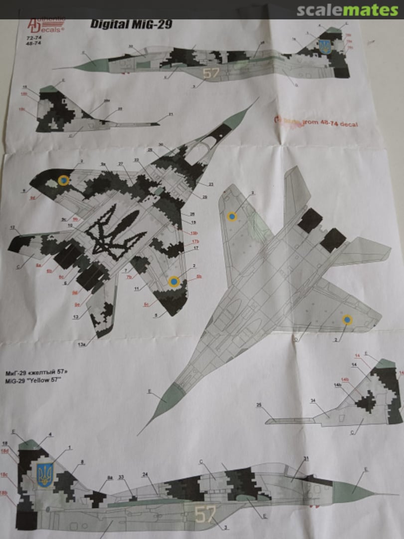 Contents Digital MiG-29 48-74 Authentic Decals