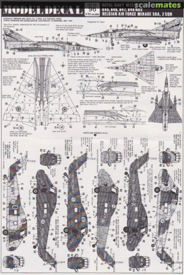 Contents Royal Navy Wessex HU5: 707, 771, 772, 829, 845, 846, 847, 848 NAS | Belgian Air Force Mirage 5BA, 2 Sqn 96 Modeldecal