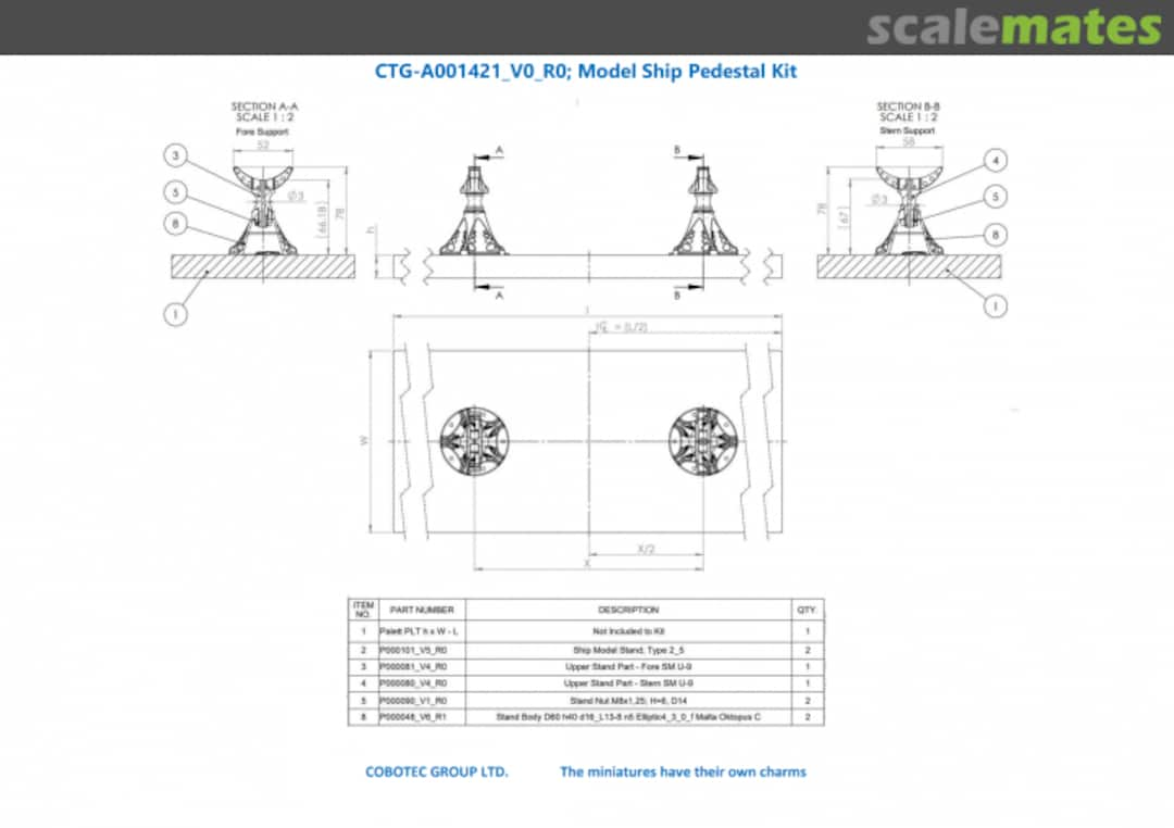 Contents Ship Model Stand Kit for Submarine U9 Class CTG-A001421_V0_R0 COBOTEC GROUP LTD.