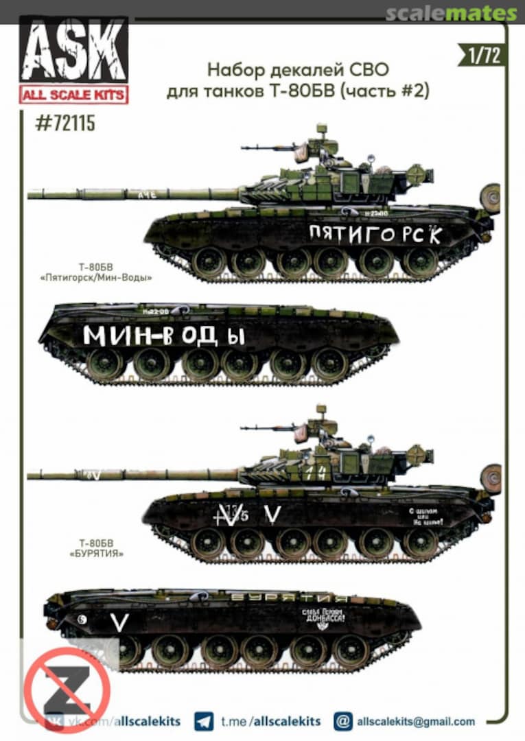 Boxart Decal Set for T-80BV in SVO Zone 72115 All Scale Kits