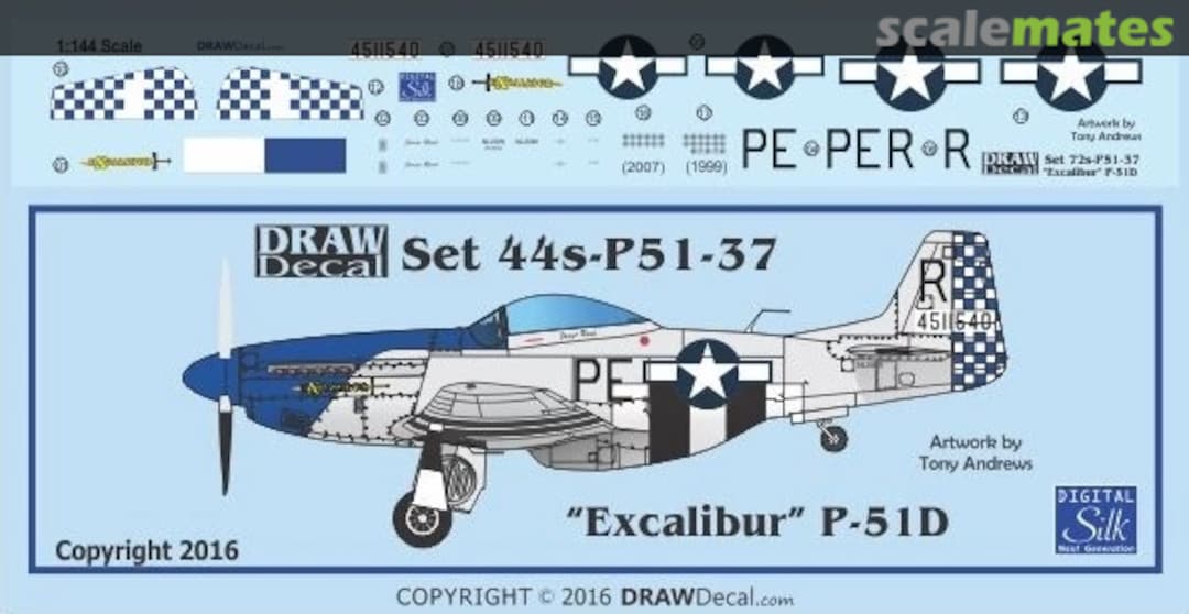 Boxart P-51D “Excalibur” 44-P51-37 Draw Decal