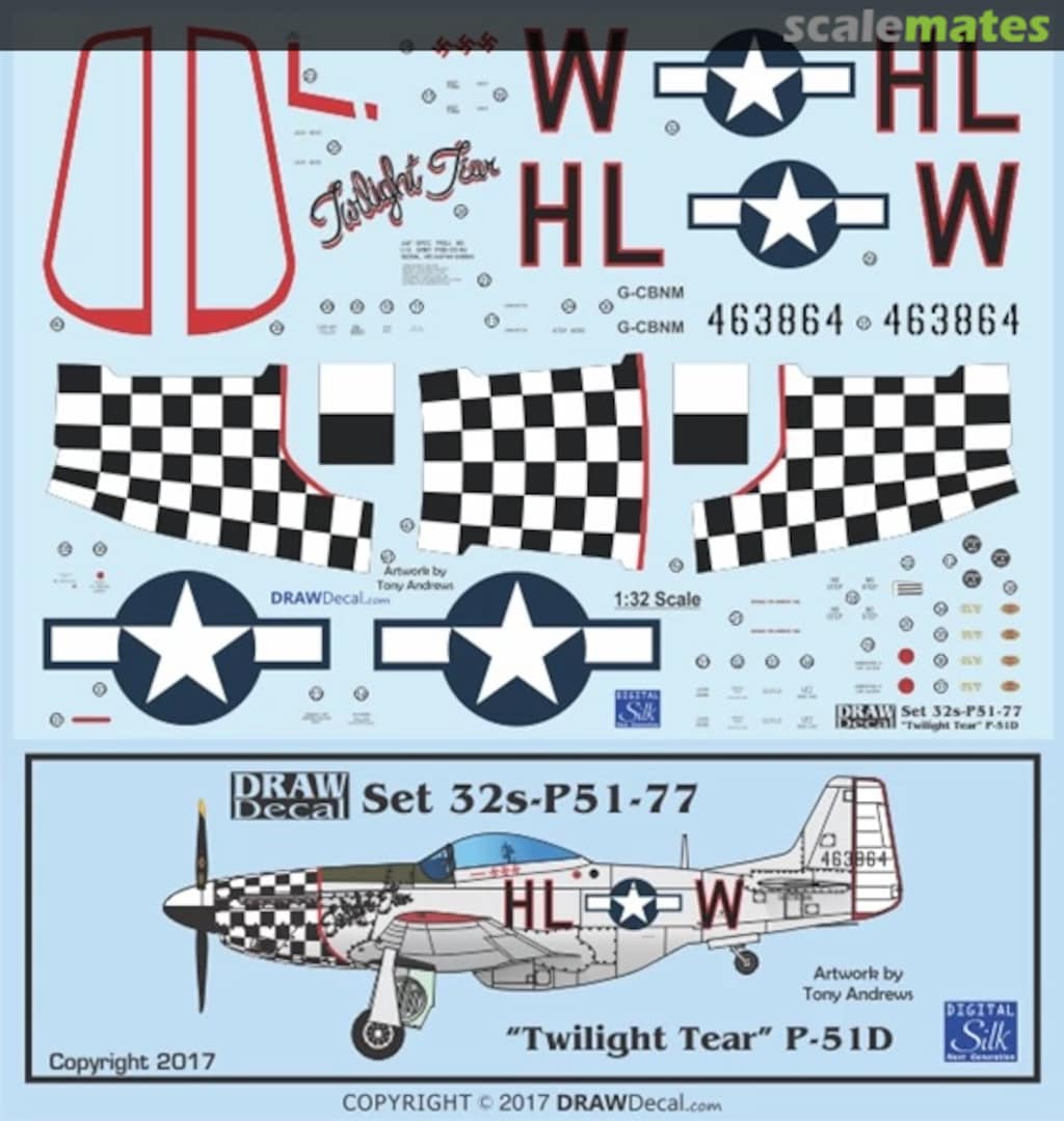 Boxart “Twilight Tear” P-51D 32-P51-77 Draw Decal