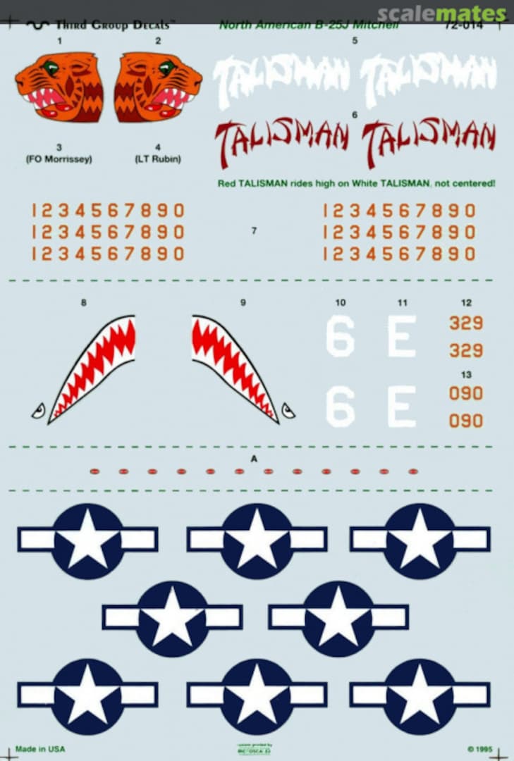 Boxart North American B-25J Mitchell 72-014 Third Group Decals