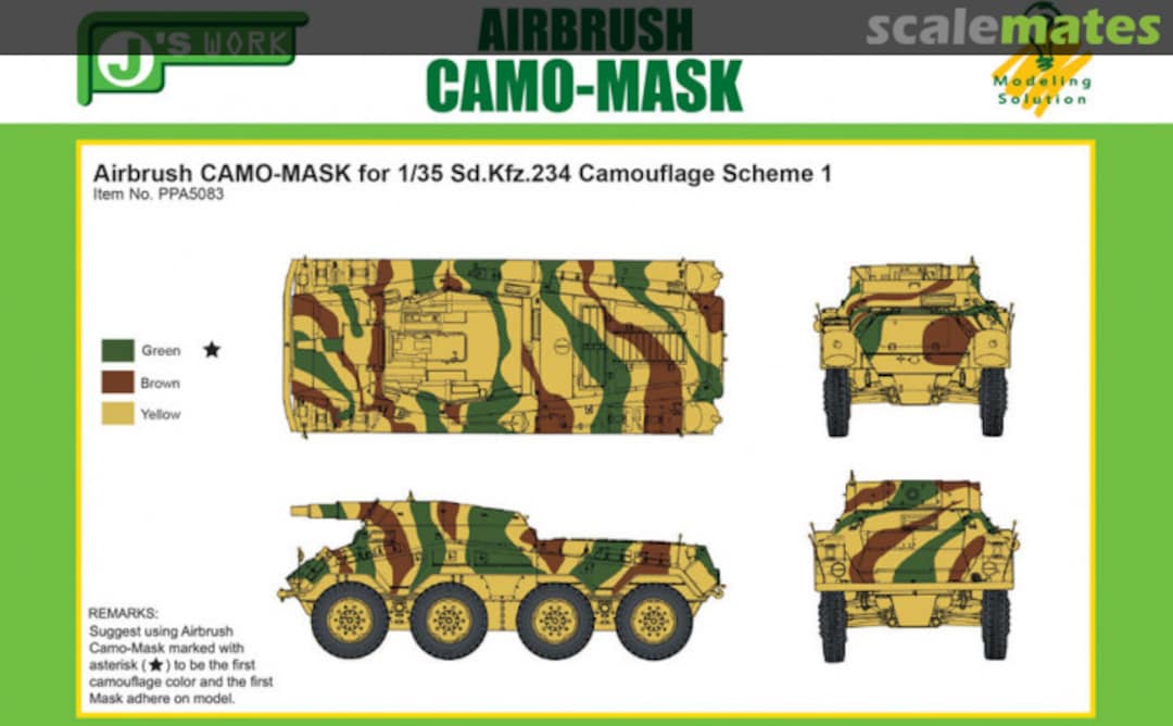 Boxart CAMO-MASK 1/35 Sd. Kfz. 234 Camouflage Scheme #1 PPA5083 J's Work