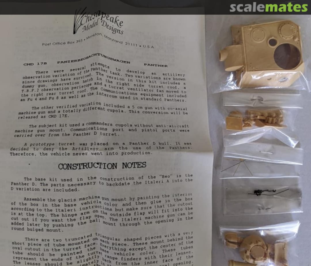 Boxart Panther Beobachtung Turret & Conversion Parts CMD-17B Chesapeake Model Designs